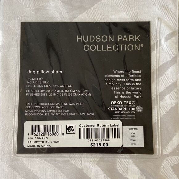 - Hudson Park Collection Luxe Palmetto king Sham White NWT. Value $215 - Picture 3 of 3